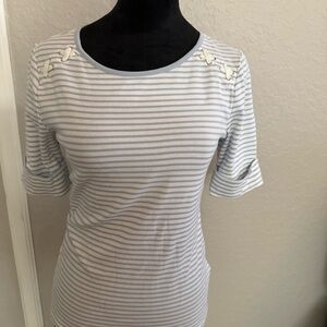 Ralph Lauren Blue Label White and Gray Striped Tee